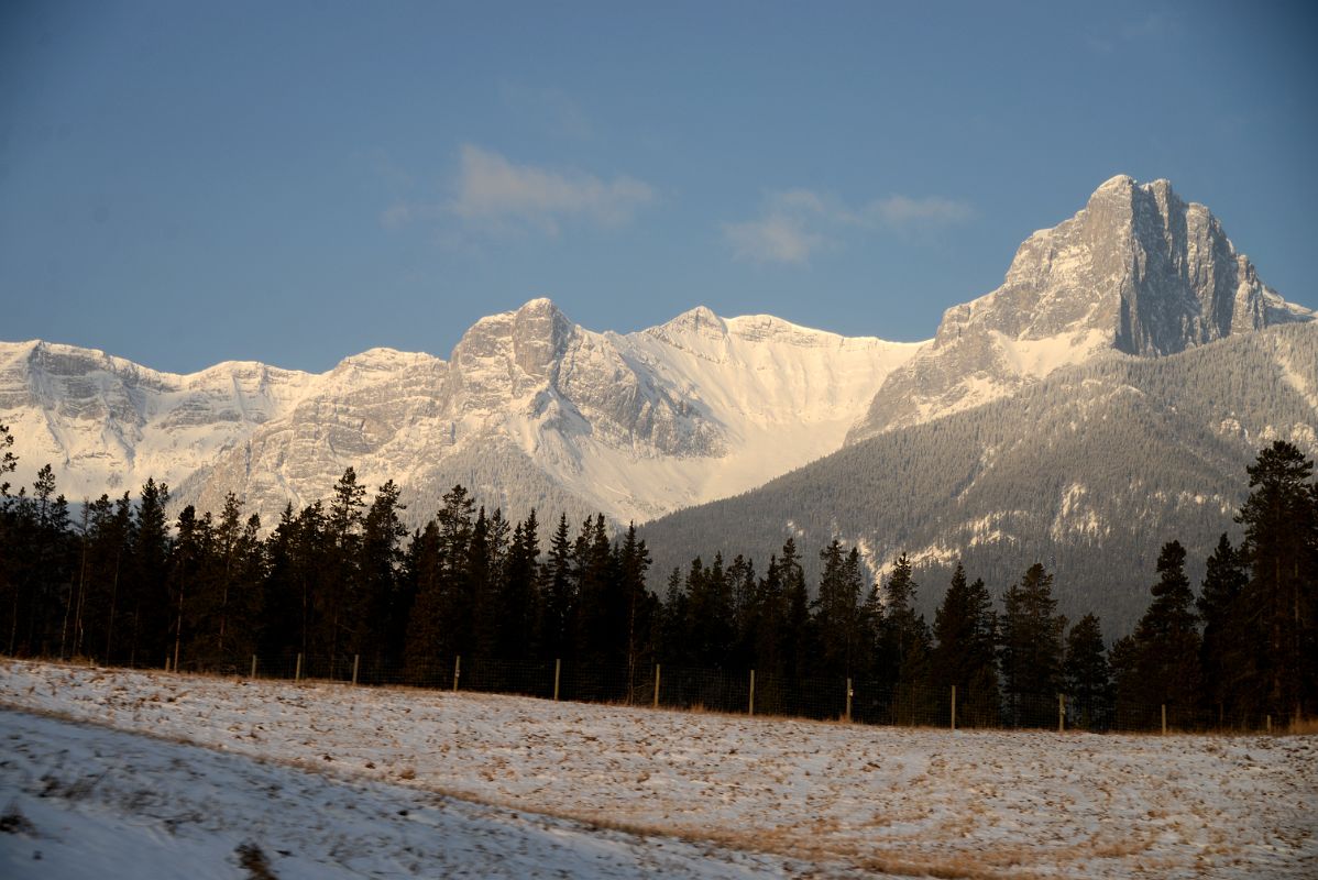 15A Ridge Leading To Mount Lawrence Grassi From Trans Canada Highway At Canmore In Winter Just After Sunrise